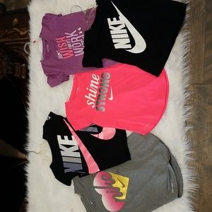 SOLD-Bundle of 5 Girls Nike shirts and UA shirt size 6/6X